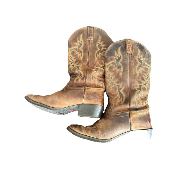 Justin 2551 Men's Stampede Western Cowboy Boots with Round Toe Brown Size 9D - Picture 2 of 5
